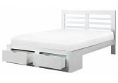 4ft6 Double Brett, Pure white wood bed frame with drawer storage 2